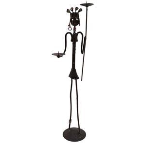 African Female Metal Sculpture Candleholder Beaded Dress Tribal Ethnic Décor 23”